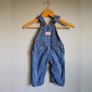 Vintage Round House Hickory‎ Stripe Railroad Overalls 18M Made in USA Baby Boy